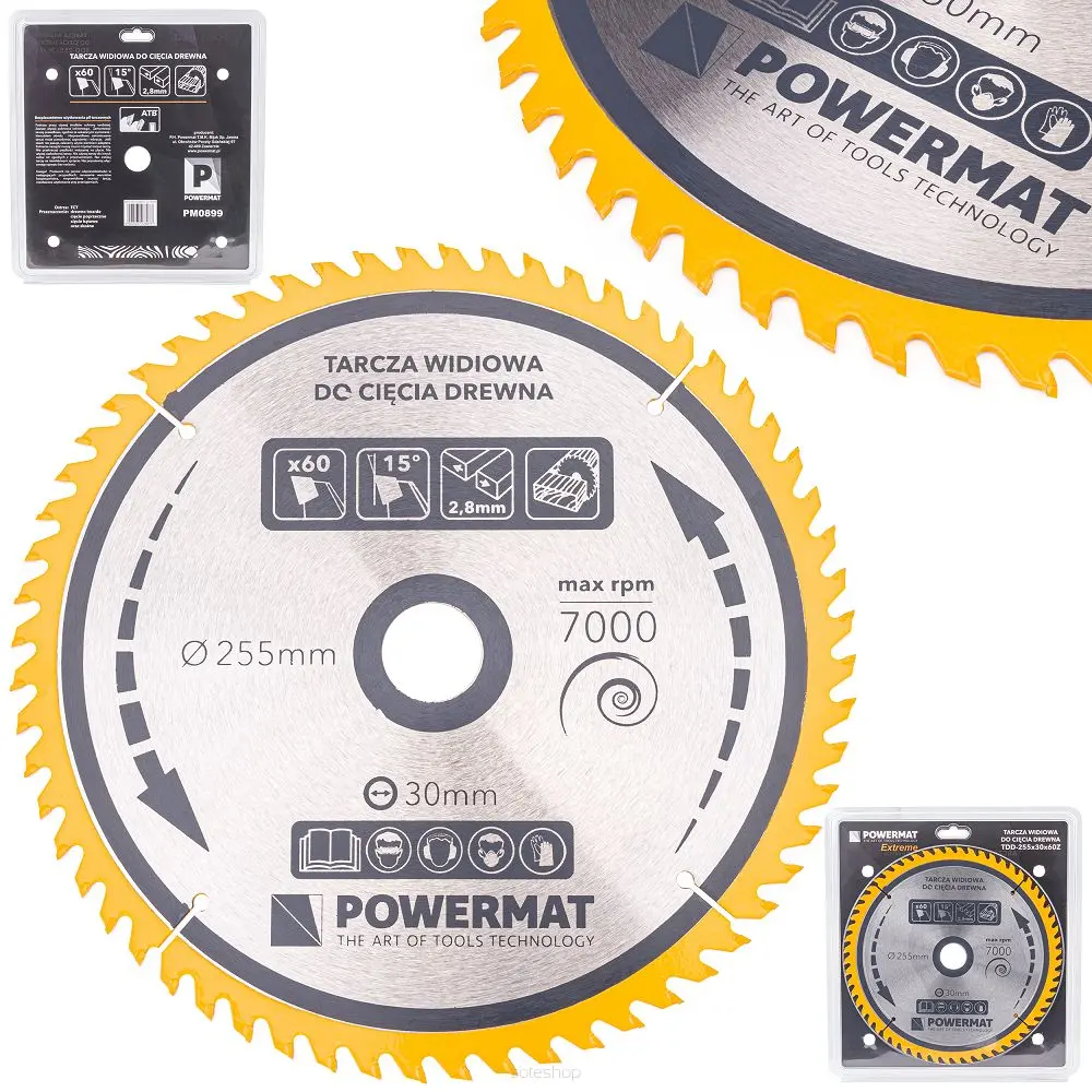 Pilový kotouč na dřevo POWERMAT TDD-255x30x60Z, 255 × 30 mm, 60 Z
