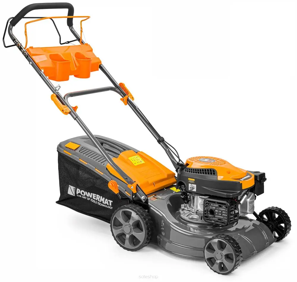 Benzínová sekačka na trávu s pojezdem POWERMAT PM-KSS-5S, 5HP, 40,6 cm