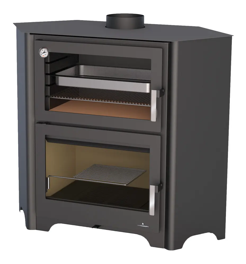 Krbová kamna BRONPI MURANO-R s troubou, 14 kW, černá