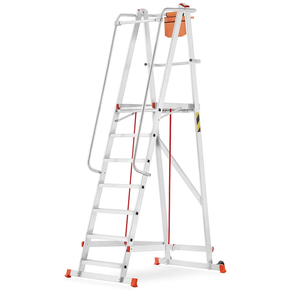 Hliníkový skladový žebřík HIGHER S-8106, 6+1, pracovní výška 382 cm