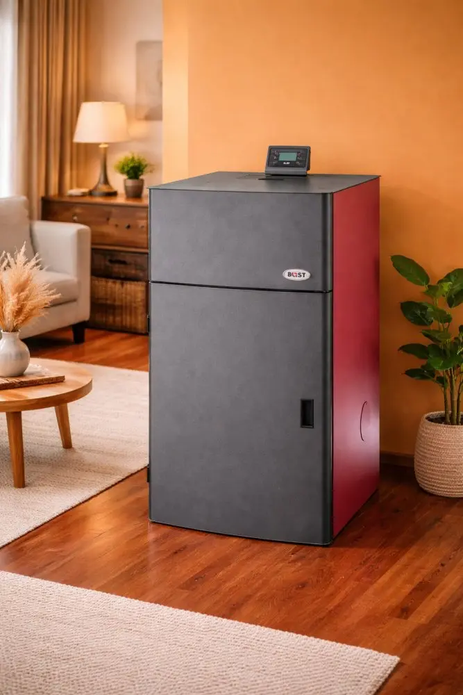 Peletová kamna BLIST Tera 22 s výměníkem, 22 kW, červená