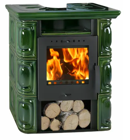 Kachlová kamna FLAMA ALEA ECO, 6 kW, olivová