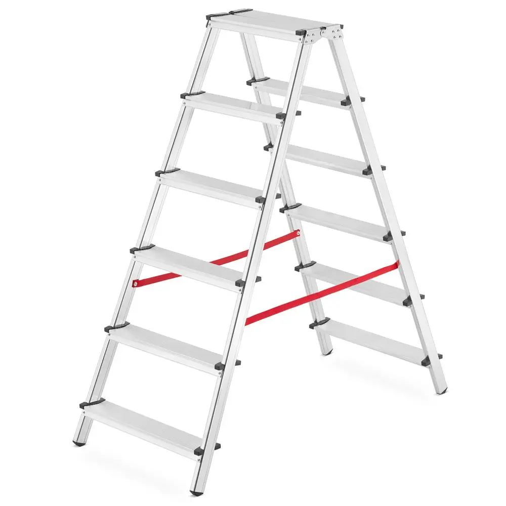 Dvoustranný žebřík hliníkový HIGHER DD6, 2x6, pracovní výška 330 cm