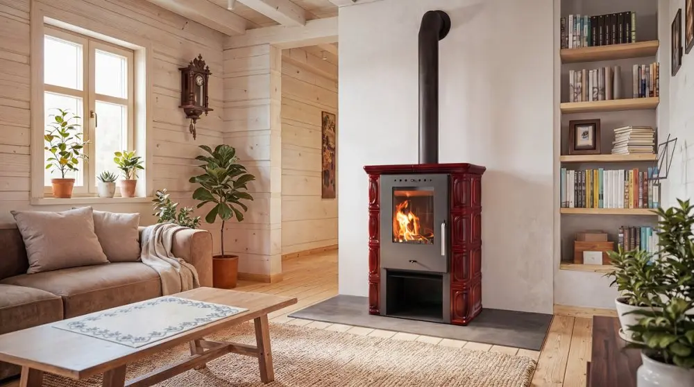 Kachlová kamna FLAMA ELDUR ECO, 6 kW, hnědá