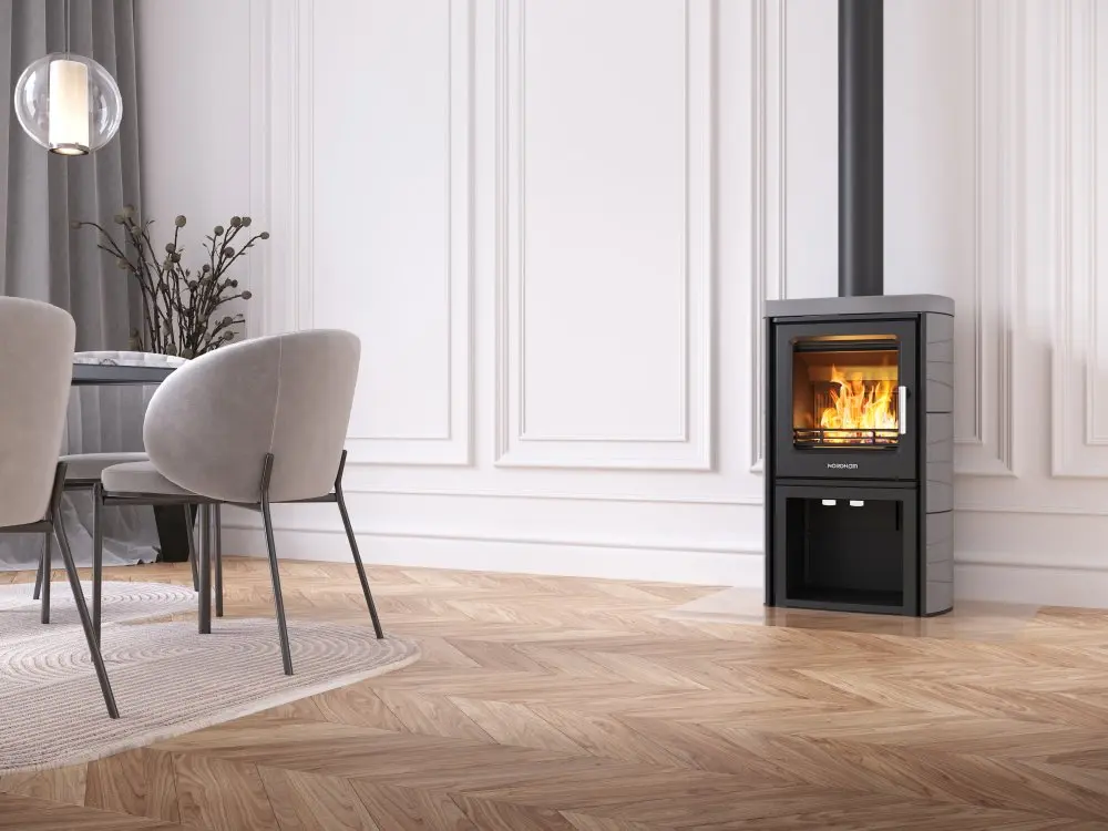 Kachlová kamna NORDflam TROMSO, 5,7 kW, šedá