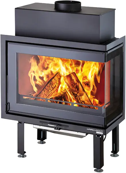 Rohová krbová vložka HAAS+SOHN SKARA, 5 kW, pravá, černá