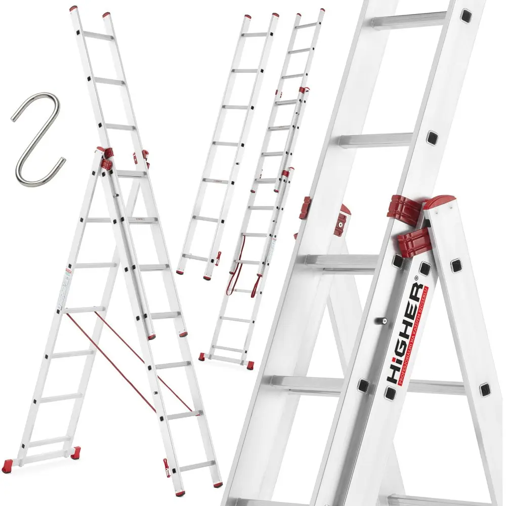 Univerzální hliníkový žebřík HIGHER I-6607, 3x7, pracovní výška 530 cm