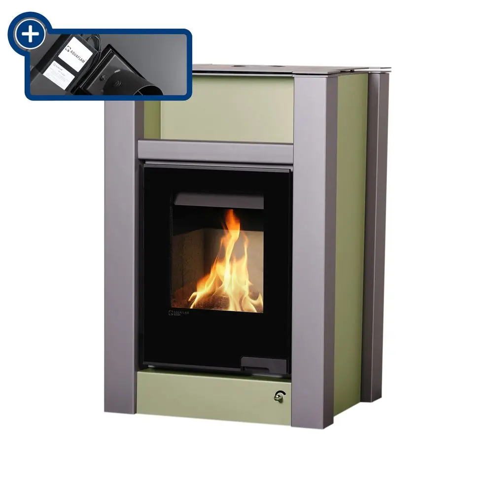HS FLAMINGO krbová kamna AQUAFLAM VARIO LEND 11/7 kW - olivová - elektronická regulace