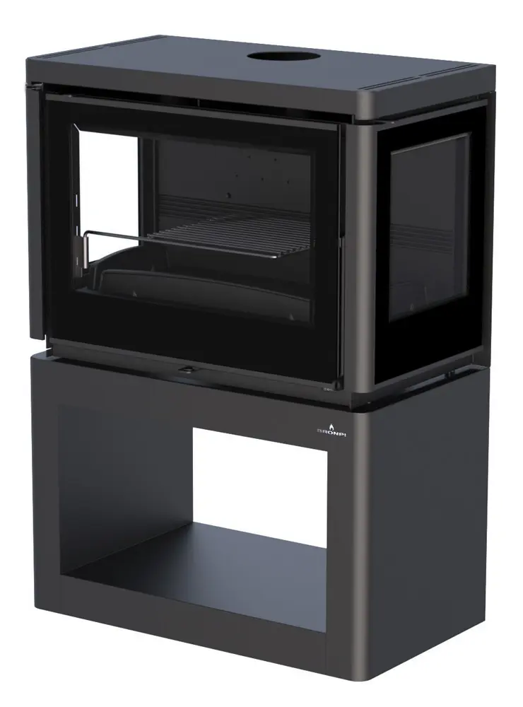 Krbová kamna BRONPI VERSALLES VISION s bočním sklem, 12 kW, černá