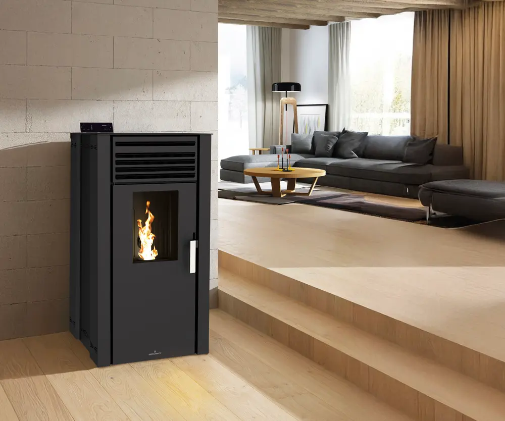 Peletová kamna BRONPI EVA, 13 kW, černá
