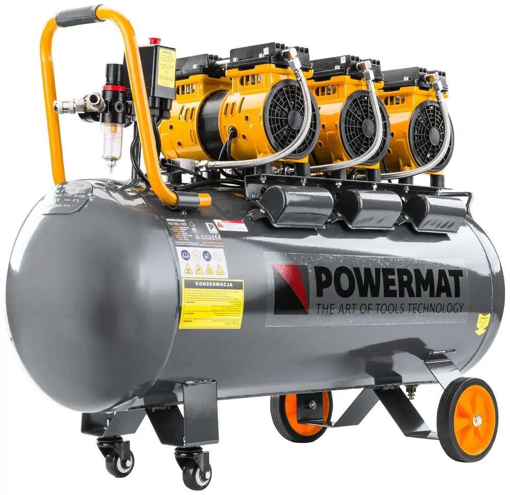 Bezolejový kompresor POWERMAT PM-KBO-100T, 100 l, 230V