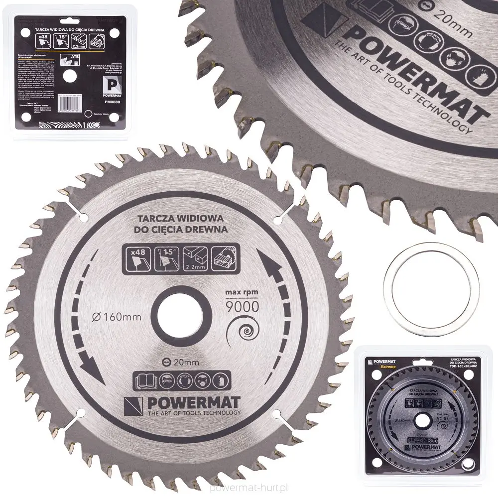 Pilový kotouč na dřevo POWERMAT TDD-160x20x48Z, 160x20mm, 48Z