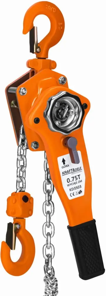 Pákový řetězový kladkostroj KRAFT&DELE KD3503, nosnost 0,75 t, zdvih 2 m