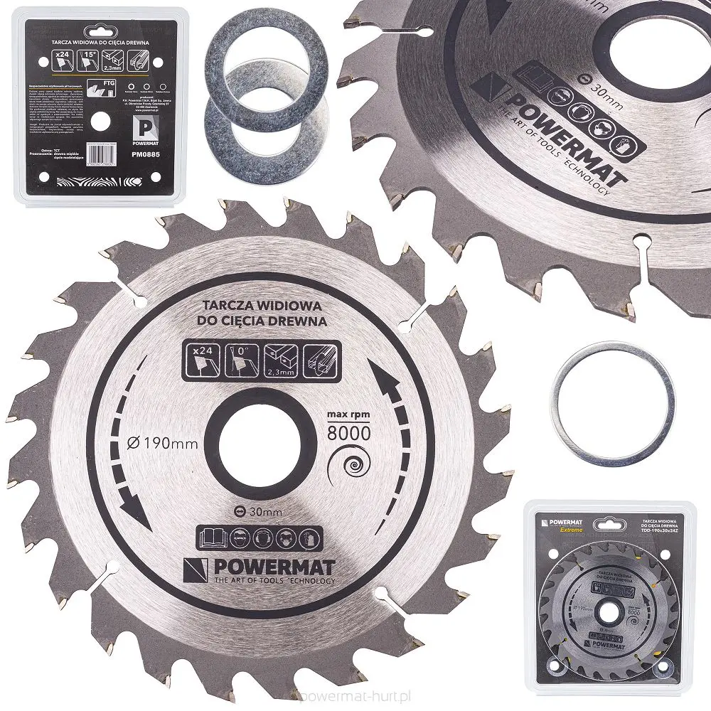 Pilový kotouč na dřevo POWERMAT TDD-190x30x24Z, 190x30mm, 24Z