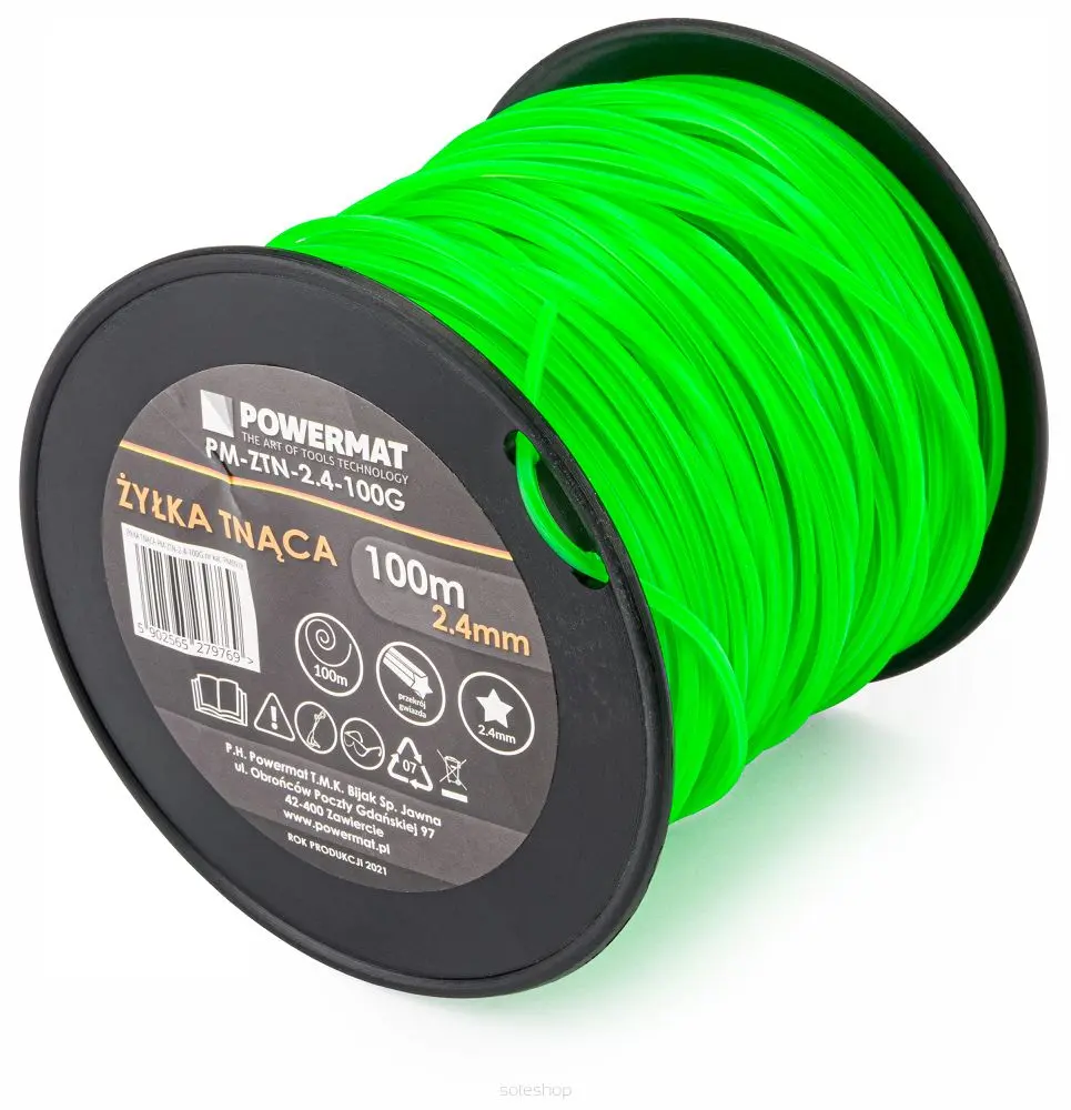 Žací struna do křovinořezu POWERMAT PM-ZTN-2.4-100G, 2,4 mm, 100 m, 5-hranná
