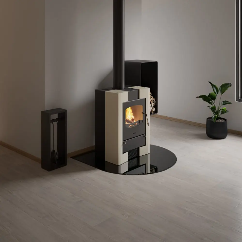 Sklo pod kamna - FLAMINGO Kapka 1100x1100 mm, černé, fazeta / 6 mm
