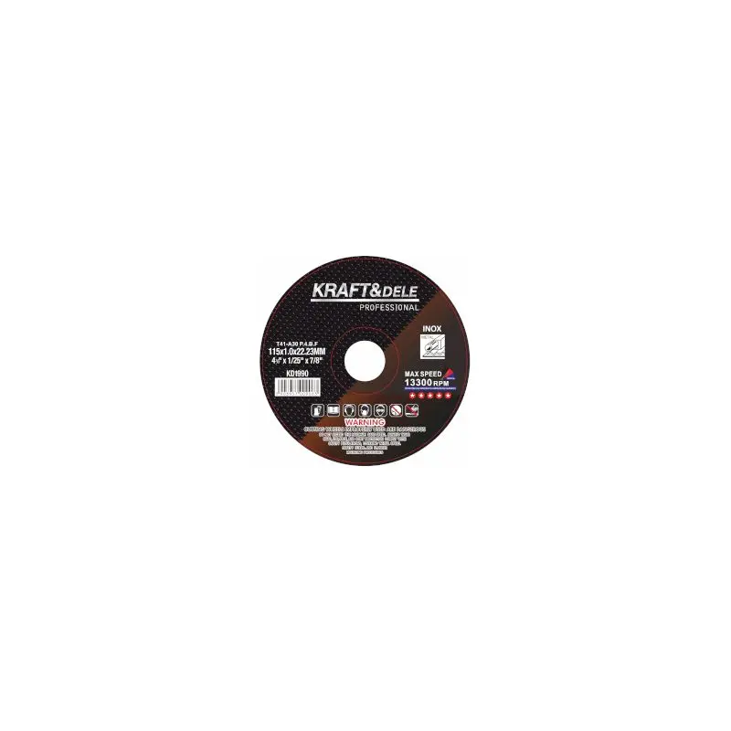 Řezný kotouč na nerezovou ocel Kraft&Dele KD1991, 115 × 1,2 × 22,23 mm