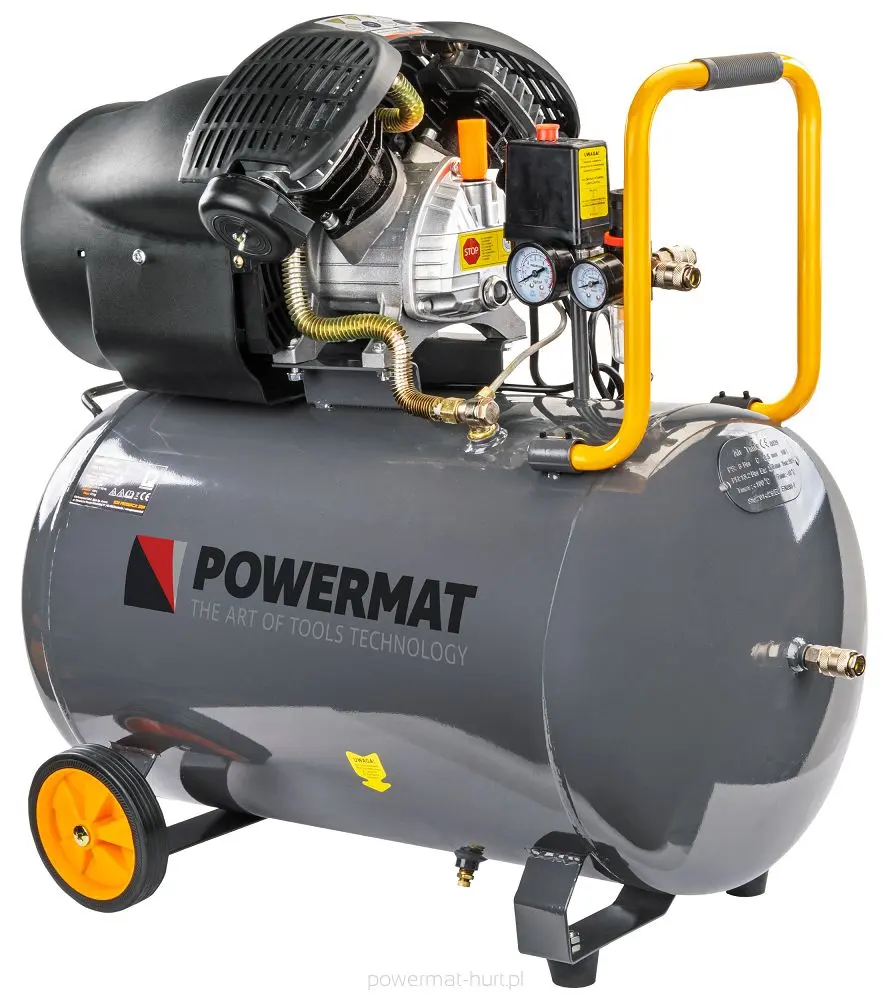 Olejový kompresor POWERMAT PM-KO-100T-V2, 100 l, 230V