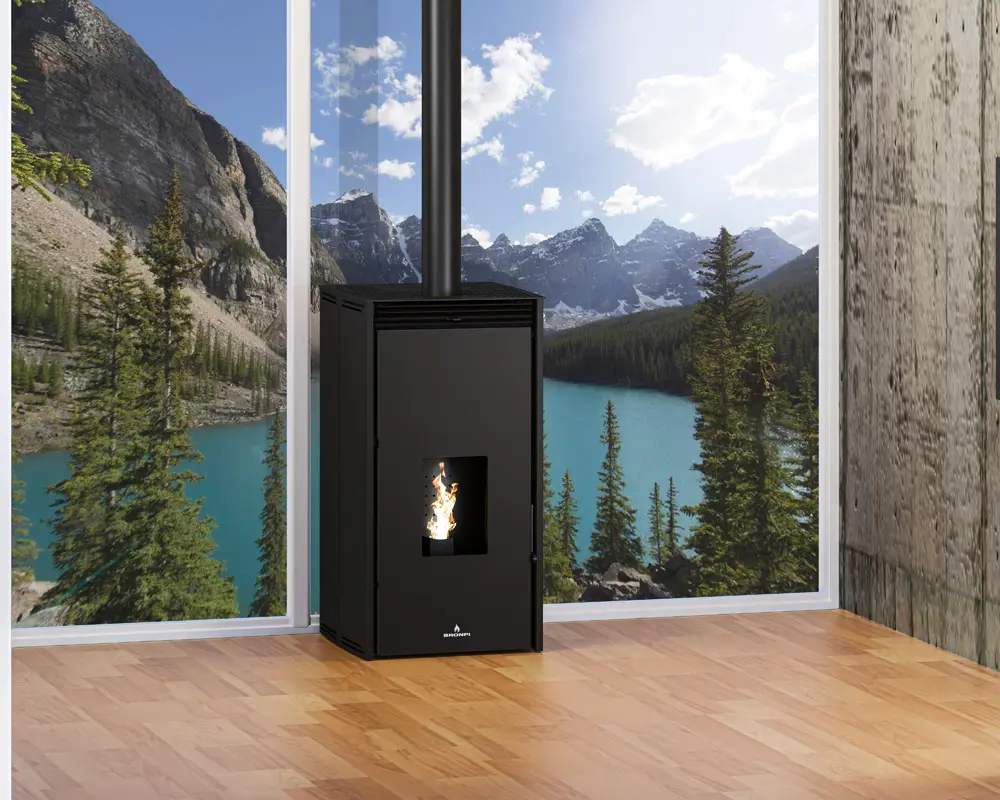 Peletová kamna BRONPI FREE-11, 10 kW, černá