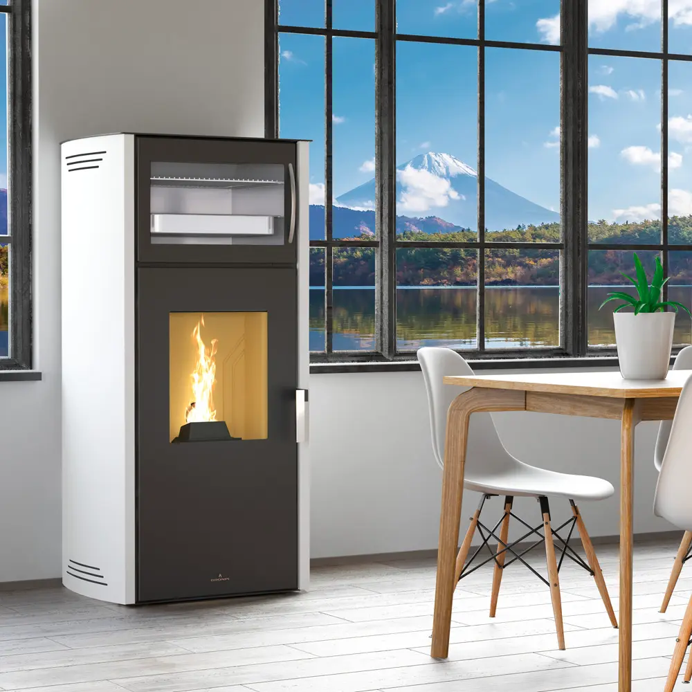 Peletová kamna s troubou BRONPI NOA HORNO, 10 kW, slonovina