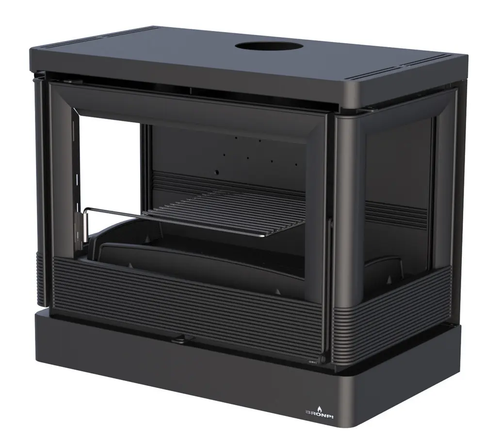 Závěsná krbová kamna BRONPI VERSALLES-C s bočním sklem, 12 kW, černá