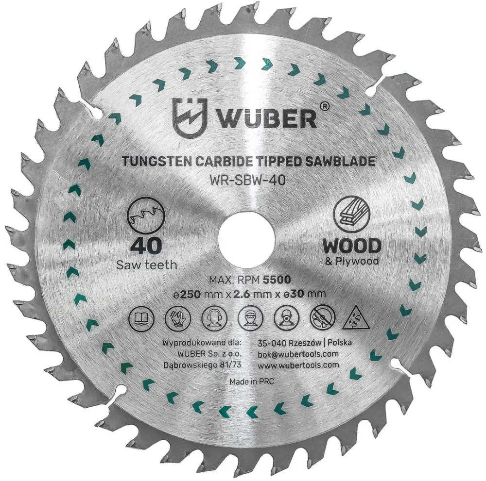 Pilový kotouč WUBER W60080, 250 × 2,6 × 30 mm, 40 zubů