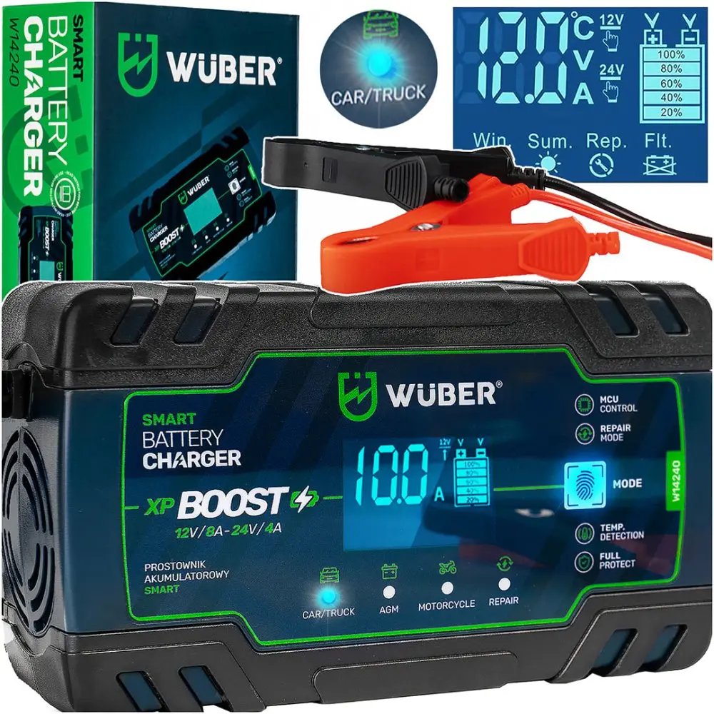 Mikroprocesorová nabíječka baterií WUBER W14240, 12/24V