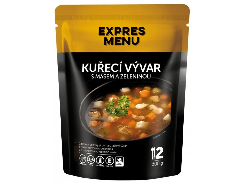 Kuřecí vývar s masem a zeleninou EXPRES MENU, 2 porce, 600 g