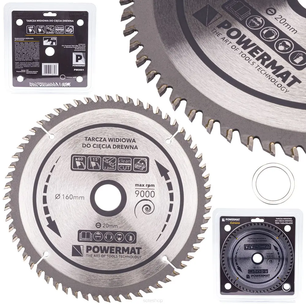 Pilový kotouč na dřevo POWERMAT TDD-160x20x60Z, 160x20mm, 60Z