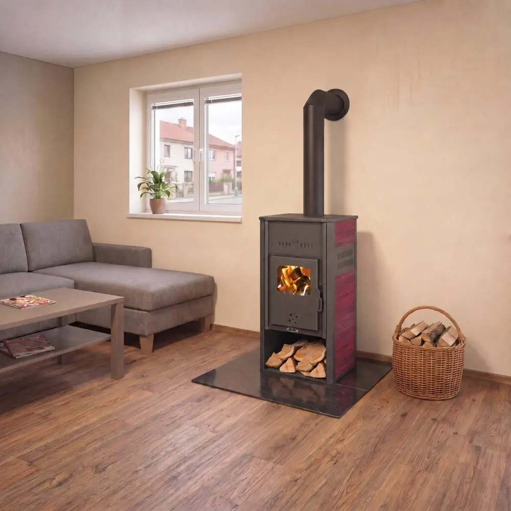 Krbová kamna BLIST ROMA E s výměníkem, 9 kW, červená (II. jakost)