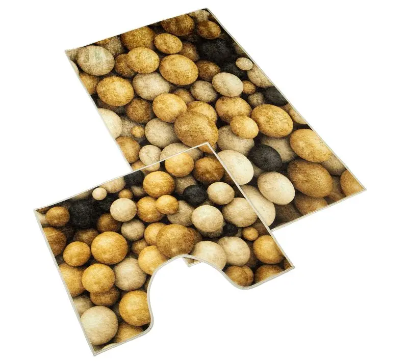 Bellatex koupelnová souprava 3D FOTOTISK DŘEVĚNÉ KOULE, 100x60cm (předložka) + 60x50cm (na WC)