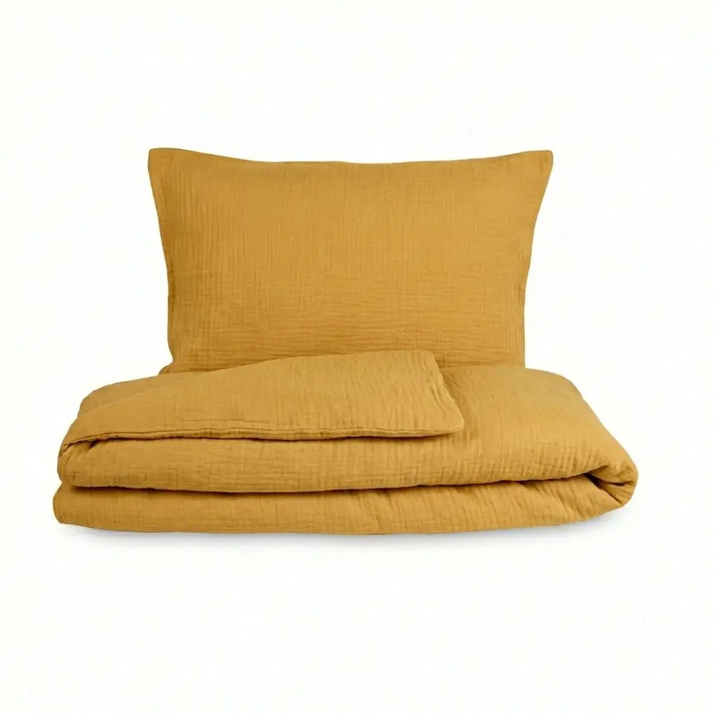 Kvalitex Mušelínové povlečení žluté 1x 240/200, 2x 70/90cm