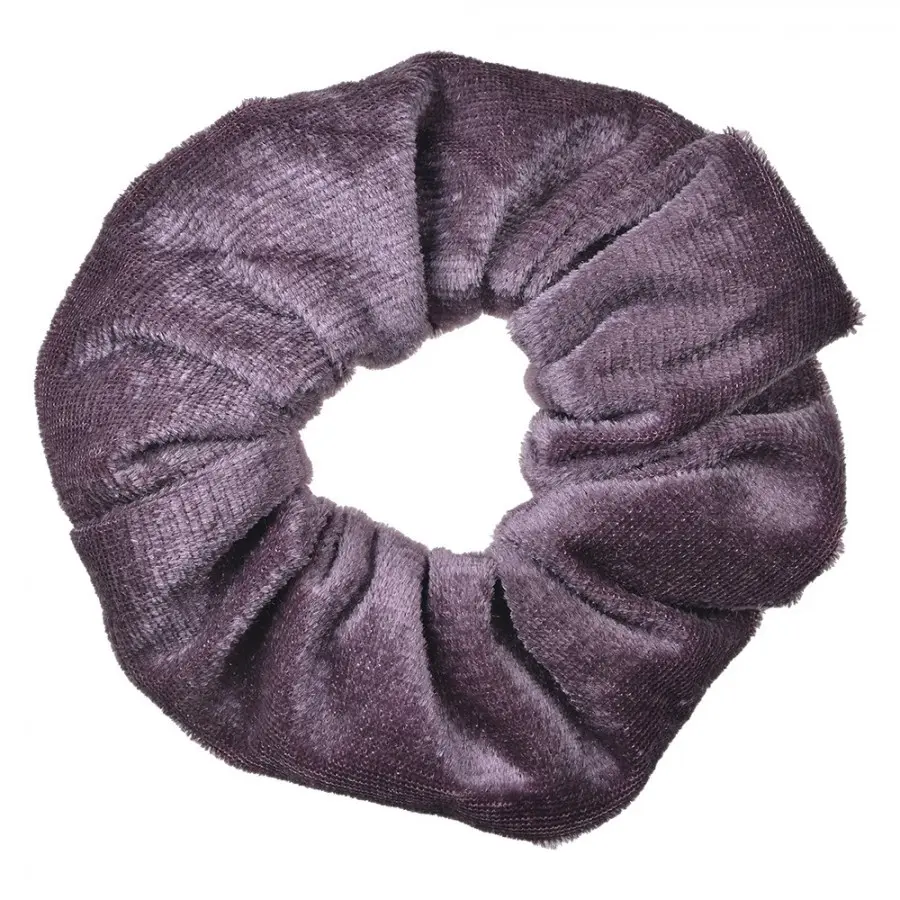 Světle fialová sametová gumička do vlasů / scrunchie – 10 cm