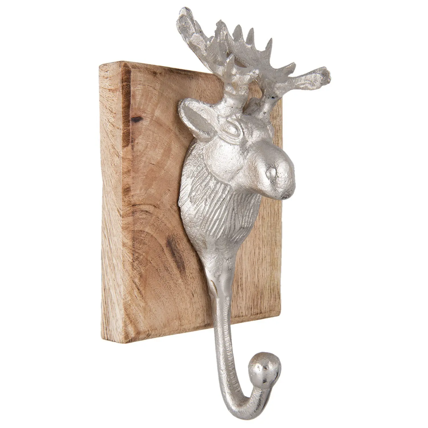 Stříbrný háček s hlavou Losa - 12*7*25 cm Clayre & Eef