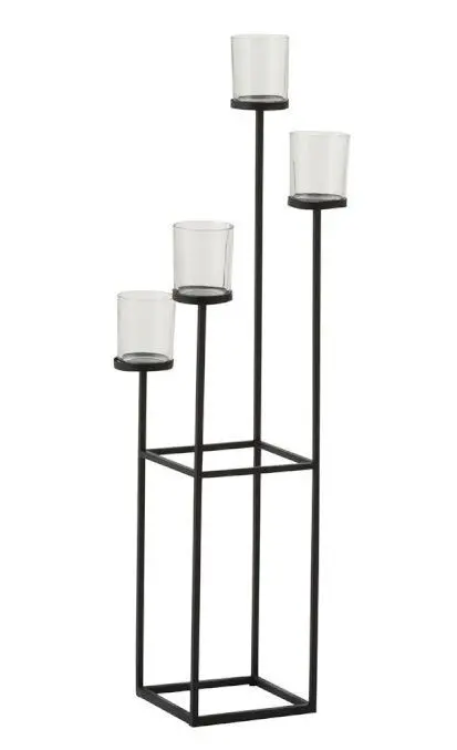 Kovový svícen na čajové svíčky - 23*23*74cm J-Line by Jolipa