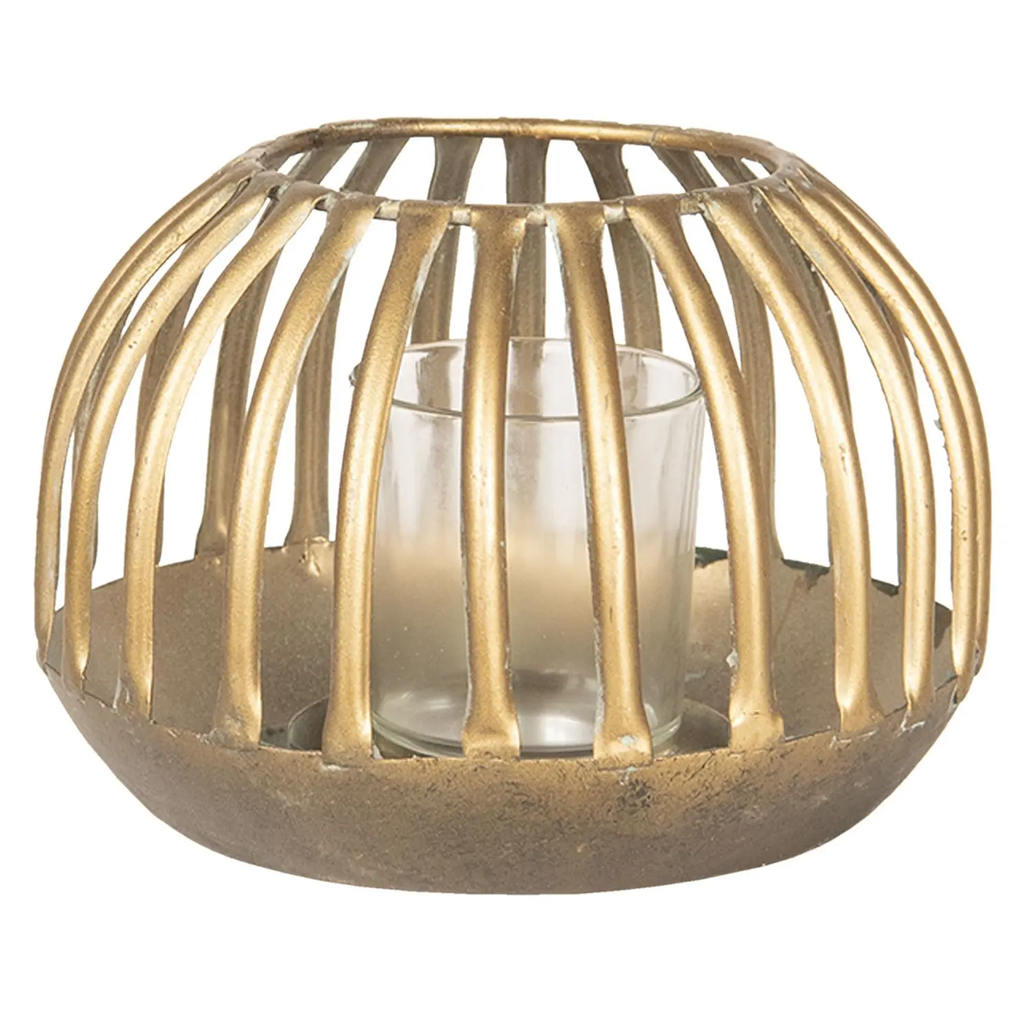 Zlatá kovová lucerna Lucette – Ø 15*10 cm Clayre & Eef