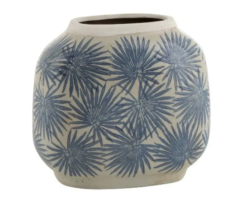 Keramická váza s modrými květy Blaw - 24*12,5*22 cm J-Line by Jolipa