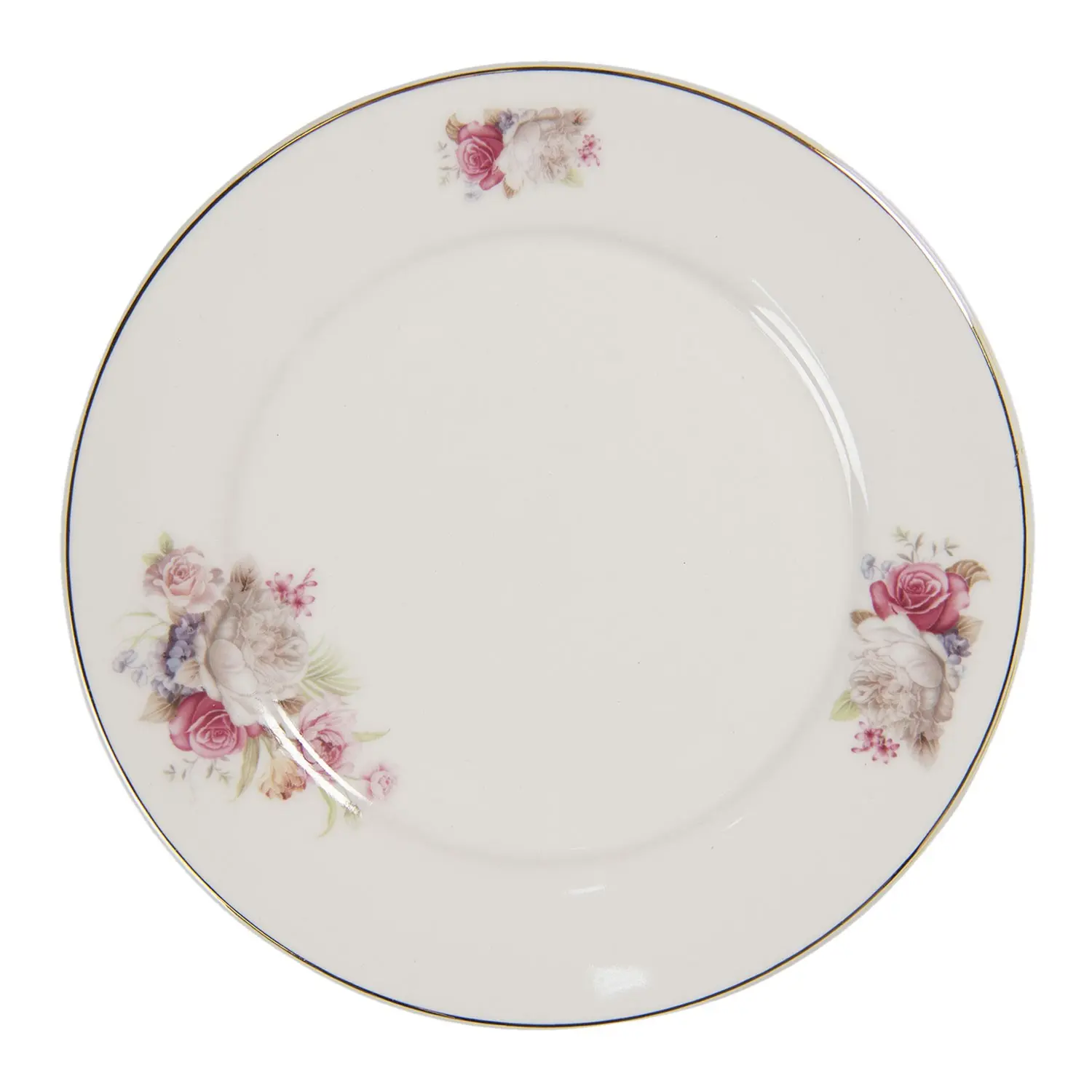 Porcelánový dezertní talíř Friendly Roses - Ø 21*2 cm Clayre & Eef