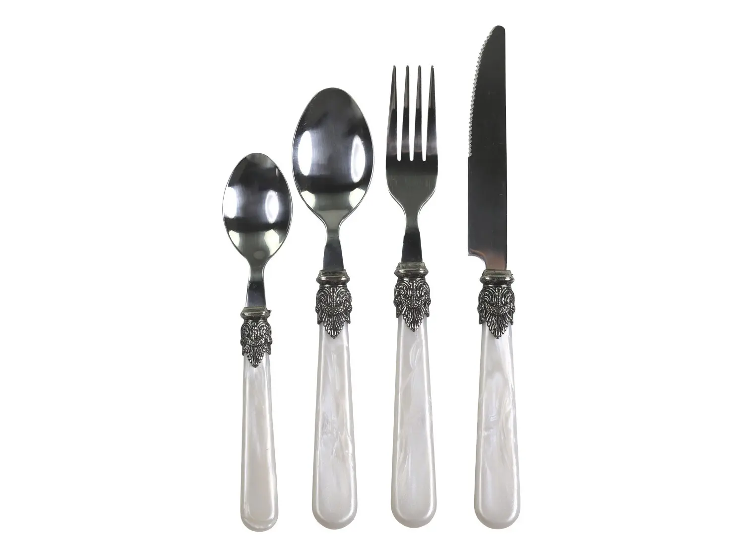 4-dílná vintage perleťová sada příboru Linas - 23cm Chic Antique