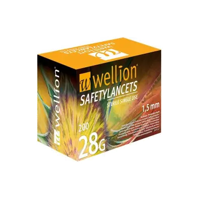 Wellion safety lancets 28G jednoráz. bezp. jeh. 100 ks