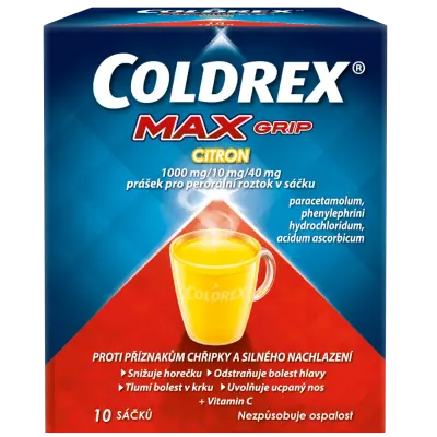 COLDREX MAXGRIP CITRON POR 1000MG/10MG/40MG POR PLV SOL SCC 10 I