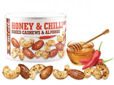 Mixit Směs ořechů s medem a chilli OŘÍŠKY Z PECE dóza 140 g