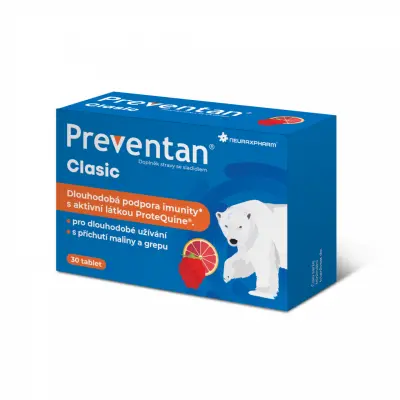 Preventan Clasic s příchutí maliny a grepu 30 tablet