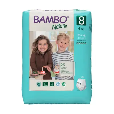 BAMBO NATURE PANTS 8 KALHOTKY ABSORPČNÍ DĚTSKÉ, NAVLÉKACÍ, 19+KG, 16KS
