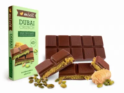 Dubajská čokoláda Mixit s pistáciovou náplní
