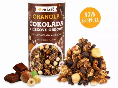 Mixit - granola - čokoláda a lískové ořechy, 520 g