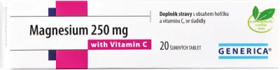 GENERICA Magnesium citrát 250 mg s vitaminem C 20 šumivých tablet