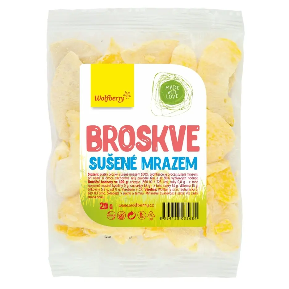 Broskve sušené mrazem 20g Wolfberry