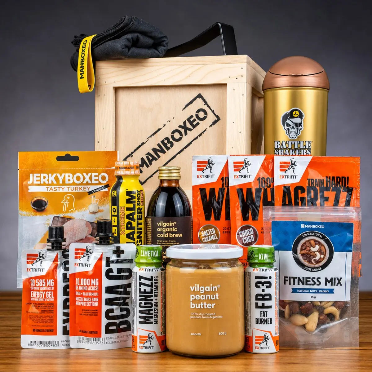 Manboxeo Bedna pro fitkaře | Dárková bedna s páčidlem | Dárek pro muže, tátu, otce, tatínka, přítele, dědu | Dárky pro muže | Bedna pro chlapa | Dárek