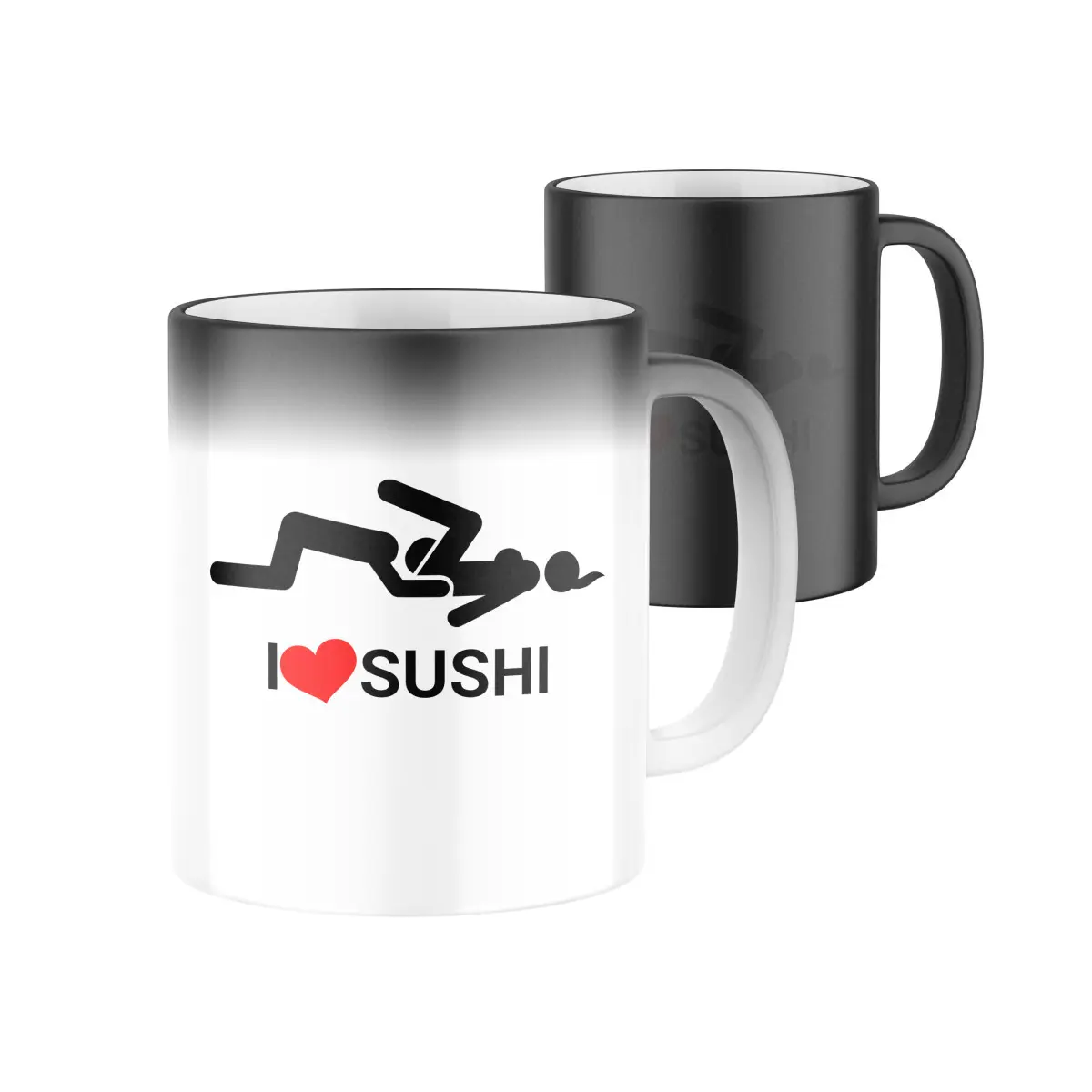 2+1 ZDARMA Magický keramický hrnek s potiskem I ❤ sushi | Dárek pro muže, ženu k narozeninám, svátku, výročí, vánocům
 | vtipný dárek s potiskem | fot